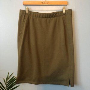 Eileen Fisher Knit Skirt Olive Army Green Sz M